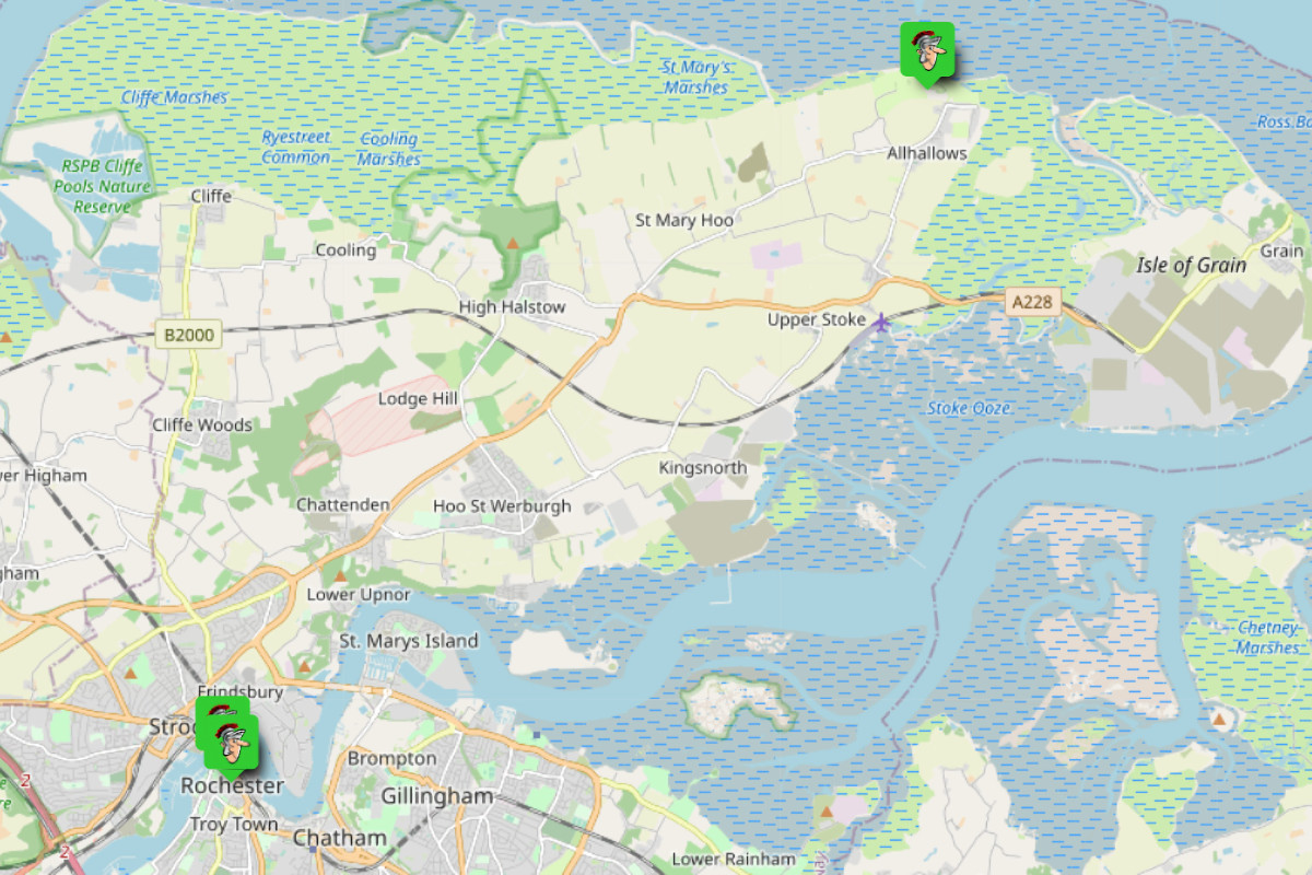 Map of sites on Hoo and Rachester